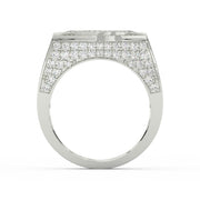 5Ct Round Cut Moissanite Menâs Cluster Ring 14K White Gold Plated